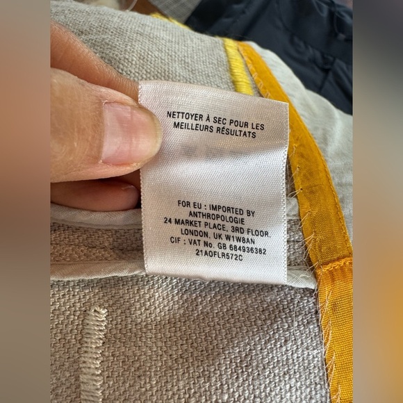 Anthropologie Cream/Tan Pleated Linen Hatch Mark Skirt Size 4P | Maeve - Picture 4 of 10